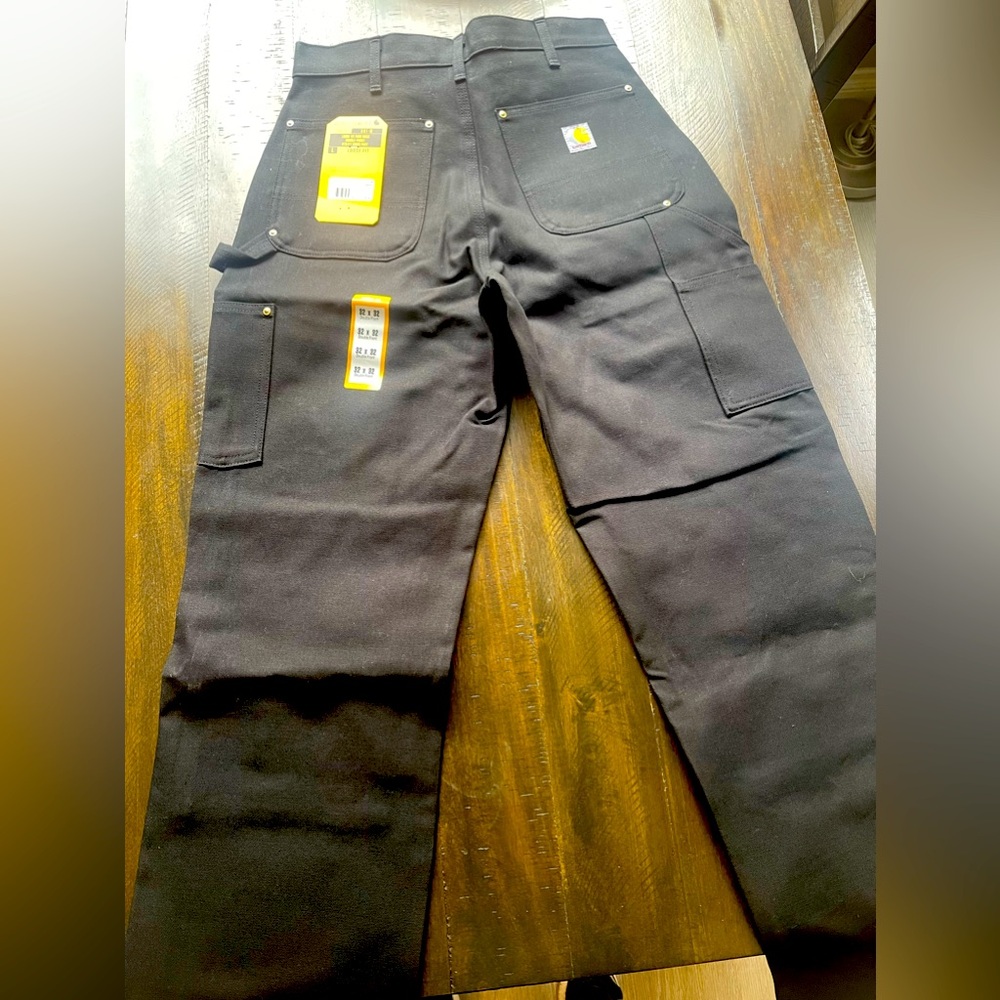 New Carhartt Black Loose Fit Washed Duck Carpenter Utility Work Pants
